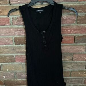 Kenneth Cole Black Fitted Buttoned Tank Top